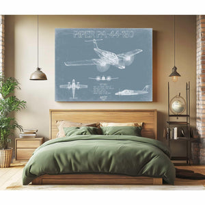 Bella Frye Home & Garden > Decor > Artwork Piper PA-44-180 Aircraft Blueprint Wall Art - Original Airplane Print