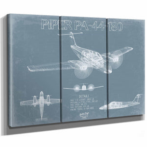 Bella Frye Home & Garden > Decor > Artwork Piper PA-44-180 Aircraft Blueprint Wall Art - Original Airplane Print