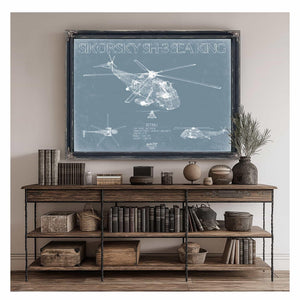 Bella Frye Home & Garden > Decor > Artwork Sikorsky SH-3 Sea King Blueprint Wall Art - Original Aviation Print