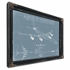 Bella Frye Home & Garden > Decor > Artwork Airbus A340-600 Aircraft Blueprint Wall Art - Original Aviation Plane Print