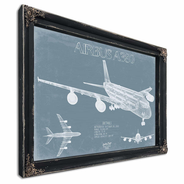 Bella Frye Home & Garden > Decor > Artwork Airbus A380 Aircraft Blueprint Wall Art - Original Aviation Plane Print