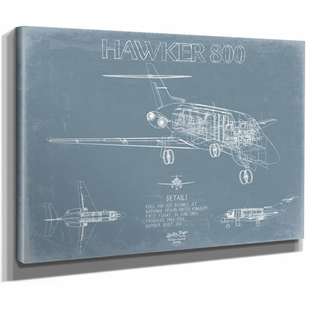 Bella Frye Home & Garden > Decor > Artwork Hawker 800 Aircraft Blueprint Wall Art - Original Airplane Print