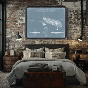 Bella Frye Home & Garden > Decor > Artwork Airbus A321 Aircraft Blueprint Wall Art - Original Aviation Plane Print
