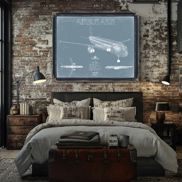 Bella Frye Home & Garden > Decor > Artwork Airbus A321 Aircraft Blueprint Wall Art - Original Aviation Plane Print