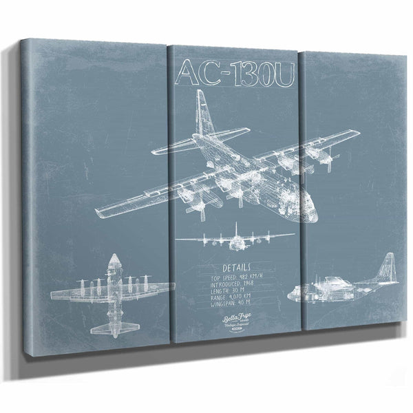 Bella Frye Home & Garden > Decor > Artwork Lockheed AC-130U Spooky Blueprint Wall Art - Original Aviation Plane Print
