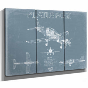 Bella Frye Home & Garden > Decor > Artwork Pilatus PC-21 Aircraft Blueprint Wall Art - Original Aviation Plane Print