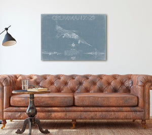 Bella Frye Home & Garden > Decor > Artwork Grumman X-29 Aircraft Blueprint Wall Art - Original Airplane Print