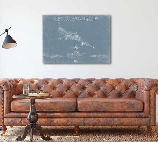 Bella Frye Home & Garden > Decor > Artwork Grumman X-29 Aircraft Blueprint Wall Art - Original Airplane Print