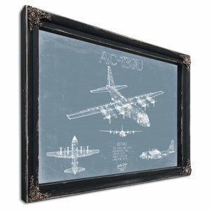 Bella Frye Home & Garden > Decor > Artwork Lockheed AC-130U Spooky Blueprint Wall Art - Original Aviation Plane Print