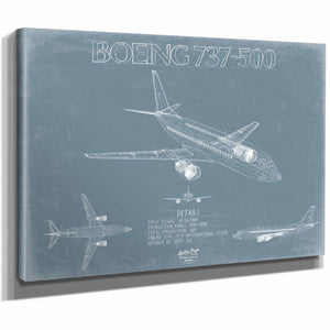 Bella Frye Home & Garden > Decor > Artwork Boeing 737-500 Aircraft Blueprint Wall Art - Original Aviation Plane Print