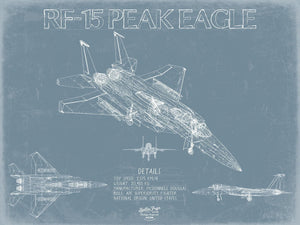 Bella Frye Home & Garden > Decor > Artwork RF-15 Peek Eagle Aircraft Blueprint Wall Art - Original Fighter Plane Print