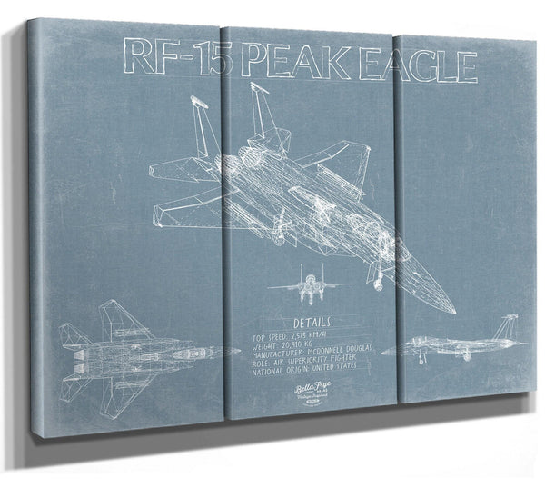 Bella Frye Home & Garden > Decor > Artwork RF-15 Peek Eagle Aircraft Blueprint Wall Art - Original Fighter Plane Print