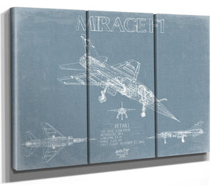 Bella Frye Home & Garden > Decor > Artwork Dassault Mirage F1 Aircraft Blueprint Wall Art - Original Fighter Plane Print