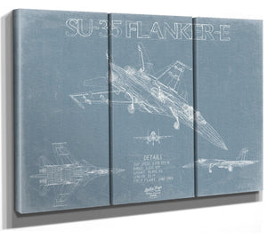 Bella Frye Home & Garden > Decor > Artwork Sukhoi Su-35 Flanker-E Aircraft Blueprint Wall Art - Original Fighter Plane Print