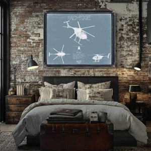 Bella Frye Home & Garden > Decor > Artwork MD 500E - MD Helicopters Aircraft Blueprint Wall Art - Original Helicopter Print