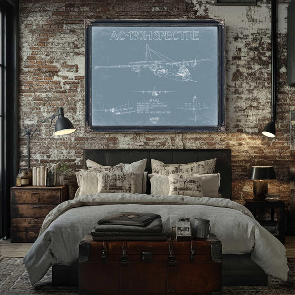 Bella Frye Home & Garden > Decor > Artwork AC-130H Spectre Aircraft Blueprint Wall Art - Original Aviation Plane Print