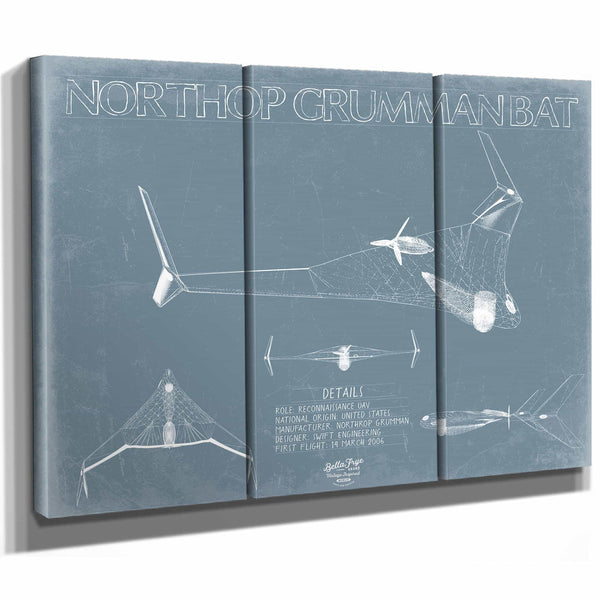 Bella Frye Home & Garden > Decor > Artwork Northrop Grumman Bat UAV Blueprint Wall Art - Original UAV Print