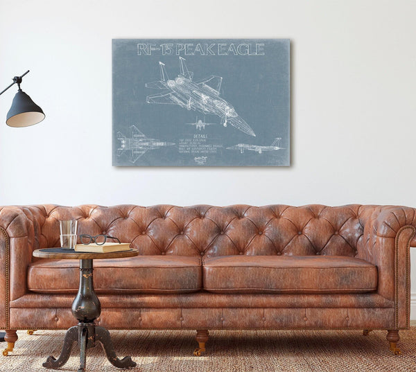 Bella Frye Home & Garden > Decor > Artwork RF-15 Peek Eagle Aircraft Blueprint Wall Art - Original Fighter Plane Print