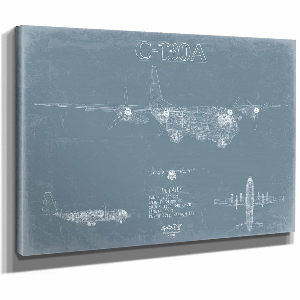 Bella Frye Home & Garden > Decor > Artwork C 130A Aircraft Blueprint Wall Art - Original Aviation Plane Print