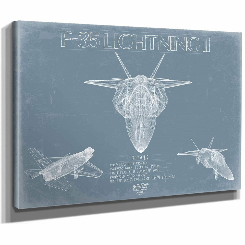Bella Frye Home & Garden > Decor > Artwork F-35 Lightning II Aircraft Blueprint Wall Art - Original Fighter Plane Print