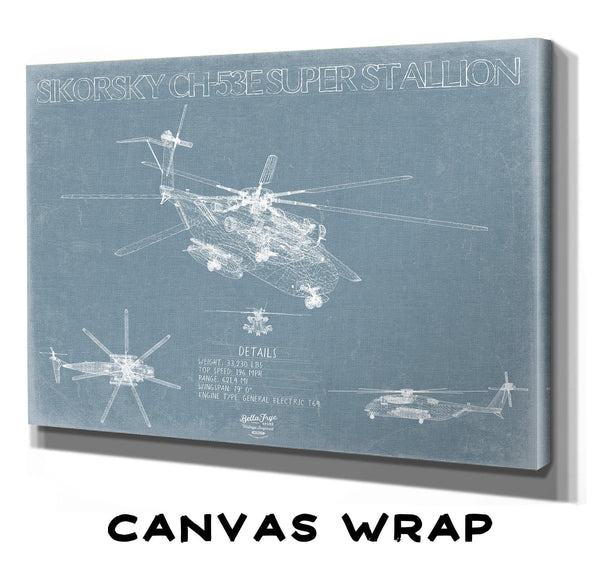Bella Frye Home & Garden > Decor > Artwork Sikorsky CH-53E Super Stallion Aircraft Blueprint Wall Art - Original Jet Aviation Print