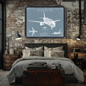 Bella Frye Home & Garden > Decor > Artwork Boeing 737 Aircraft Blueprint Wall Art - Original Aviation Plane Print