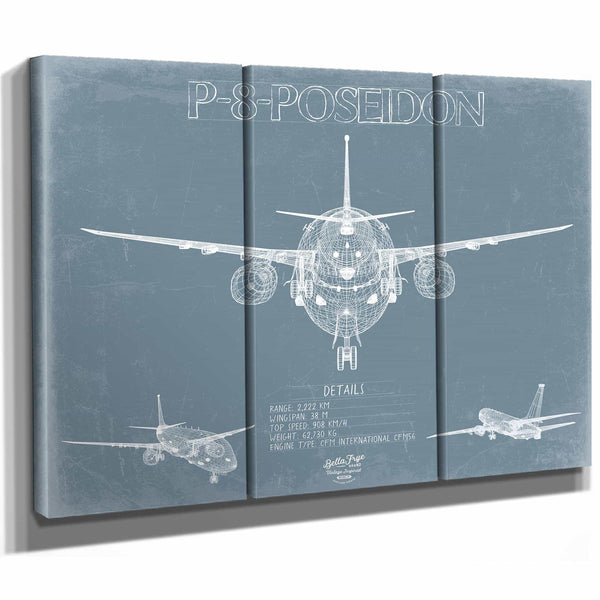 Bella Frye Home & Garden > Decor > Artwork P-8 Poseidon Aircraft Blueprint Wall Art - Original Airplane Print