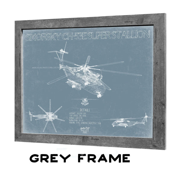 Bella Frye Home & Garden > Decor > Artwork Sikorsky CH-53E Super Stallion Aircraft Blueprint Wall Art - Original Jet Aviation Print