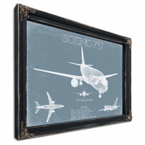 Bella Frye Home & Garden > Decor > Artwork Boeing 737 Aircraft Blueprint Wall Art - Original Aviation Plane Print