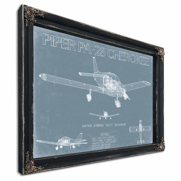Bella Frye Home & Garden > Decor > Artwork Piper PA-28 Cherokee Aircraft Blueprint Wall Art - Original Airplane Print