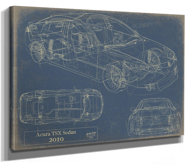 Bella Frye Vintage 2010 Car Model Print,  Original Blueprint Canvas, Framed, or Unframed Art