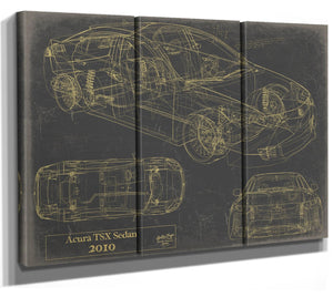 Bella Frye Vintage 2010 Car Model Print,  Original Blueprint Canvas, Framed, or Unframed Art