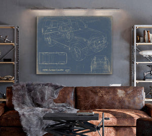 Bella Frye Vintage 1990s Car Model Print,  Original Blueprint Canvas, Framed, or Unframed Art