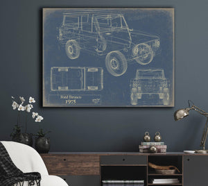 Bella Frye Vintage 1975 Ford Bronco Car Model Print,  Original Blueprint Canvas, Framed, or Unframed Art