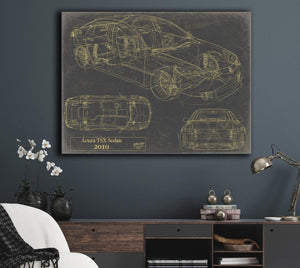 Bella Frye Vintage 2010 Car Model Print,  Original Blueprint Canvas, Framed, or Unframed Art