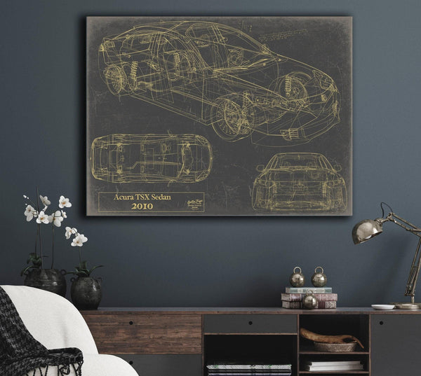 Bella Frye Vintage 2010 Car Model Print,  Original Blueprint Canvas, Framed, or Unframed Art