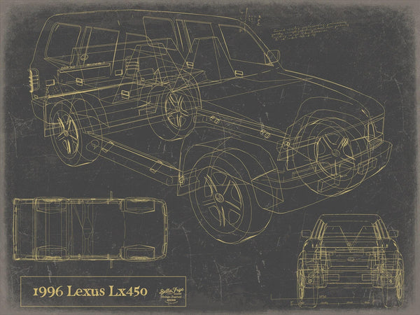 Bella Frye Vintage 1990s Car Model Print,  Original Blueprint Canvas, Framed, or Unframed Art