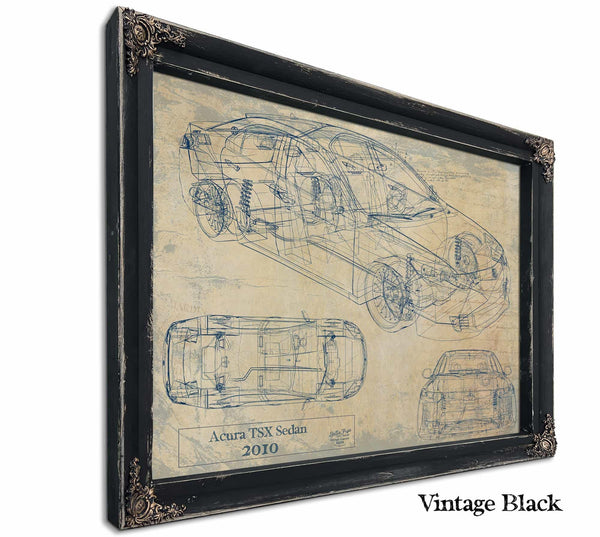 Bella Frye Vintage 2010 Car Model Print,  Original Blueprint Canvas, Framed, or Unframed Art