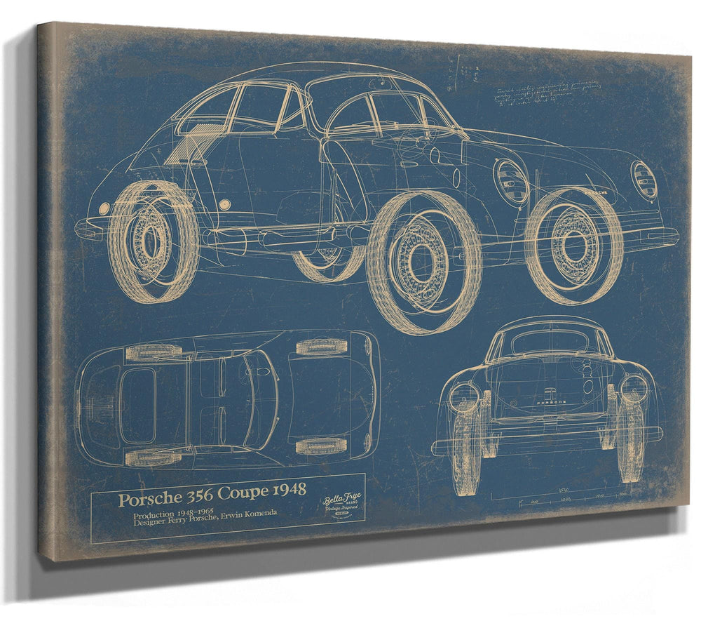 Bella Frye Old Coupe Car Blueprint Auto Car  - Original Mancave Art