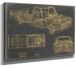 Bella Frye 1970 Ford F100 Truck Model Mancave Blueprint Art