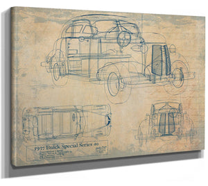 Bella Frye Vintage Car Blueprint Art: 1937 Auto Patent Print