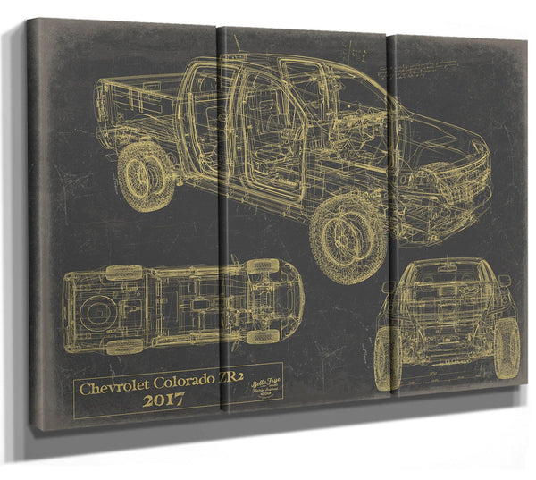 Bella Frye Vintage 2017 Car Model Print,  Original Blueprint Canvas, Framed, or Unframed Art