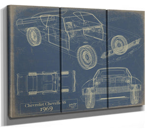 Bella Frye Vintage 1969 Chevrolet Chevelle SS Car Art - Gifts for Guys - Original Vehicle Print