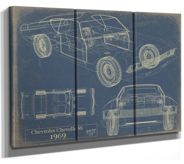 Bella Frye Vintage 1969 Chevrolet Chevelle SS Car Art - Gifts for Guys - Original Vehicle Print