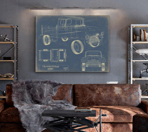 Bella Frye Vintage 1957 Chevrolet Pickup Truck Model Mancave Blueprint Art