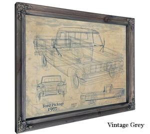 Bella Frye 1977 Ford Pickup Truck Model, Original Mancave Blueprint Art