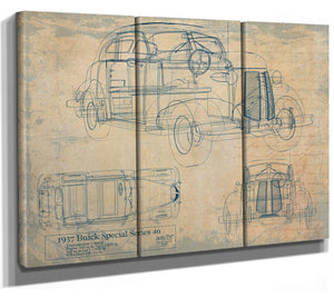 Bella Frye Vintage Car Blueprint Art: 1937 Auto Patent Print