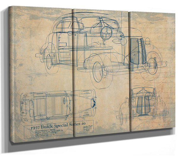 Bella Frye Vintage Car Blueprint Art: 1937 Auto Patent Print