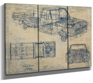 Bella Frye 1970 Ford F100 Truck Model Mancave Blueprint Art