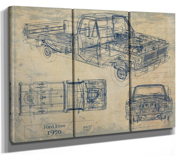 Bella Frye 1970 Ford F100 Truck Model Mancave Blueprint Art